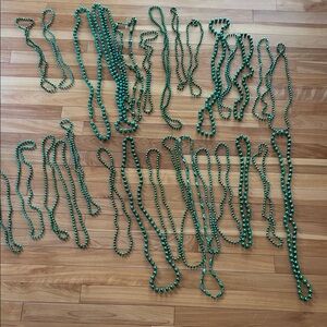 30 Green Beaded Mardi Gras Necklaces